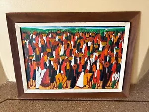 COLLECTORS HAITIAN ART OIL ON Board BY FAMOUS ARTIST LAURENT CASIMIR 21" x 29" - Picture 1 of 4