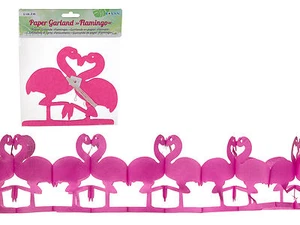 Girlande Flamingo 2m Partygirlande Papier Party Deko Pink Tropic Sommer Garten - Picture 1 of 1