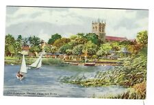 F E Quinton Dorset card; Salmon 4481. Christchurch Priory from River, pristine