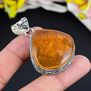 Baltic Amber Pendant Gemstone Handmade Jewelry 925 Sterling Silver Pendant - Picture 1 of 4