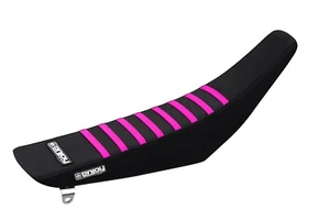 1993-1995 YAMAHA YZ 125 YZ 250 Seat Cover Gripper ALL BLACK / PINK RIBS #126 - Picture 1 of 1