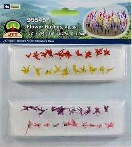 JTT HO Flower Bushes 1/2 to 3/4in 1.3 to 1.9cm Tall (red, pink, yellow, pu 95545 - Picture 1 of 1