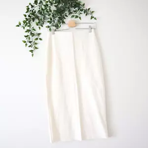 NEW Zara Ivory White Elastic Waist Knit Elastic Waistband Midi Skirt Size Small - Picture 1 of 4