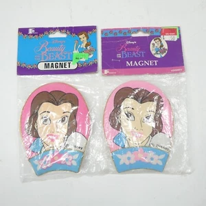 La Bella y la Bestia Bella - 2 imanes de tela vintage años 90 nuevo sellado Disney - Imagen 1 de 8