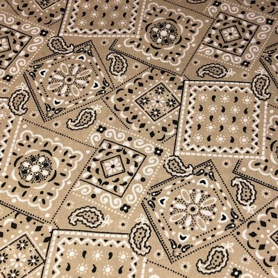 MDG Khaki - Blazin' Bandana 100% cotton fabric by the yard 36 x 44 - Khaki Tan/Beige