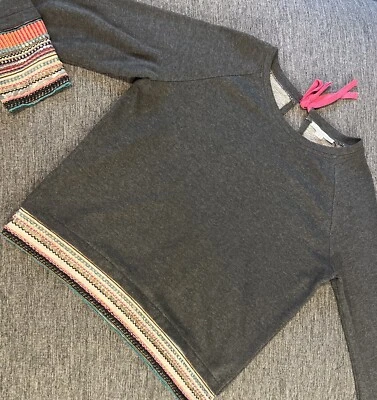 Sudadera para mujer Anthropologie Alphamoment gris con cuentas detalles a rayas talla M Foto 1 de 4