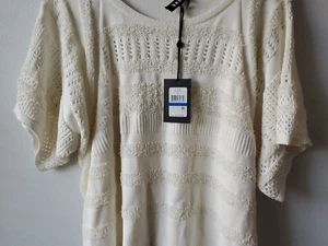 DKNY women’s pullover short sleeve sweater blouse round neck size XL NWT - Picture 1 of 11