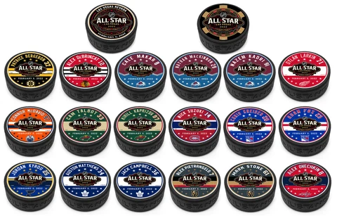 2022 NHL ALL STAR GAME LAS VEGAS 3D TEXTURED 20 HOCKEY PUCK PKG - NEW Cover