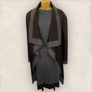 Vestido y cárdigan tejido fino gris marrón vintage de la colección St John para mujer Reino Unido 12/14 - Imagen 1 de 8