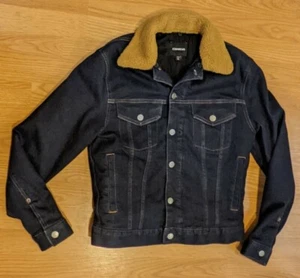 Women's EXPRESS Sherpa Collar Trucker Blue Jean Jacket - XS - Picture 1 of 8