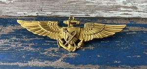MUY RARO AUTÉNTICO AÑOS 60 70 AZUL MARINO/USMC ASTRONAUTA ALAS DE PILOTO 1/20 10k oro ala - Imagen 1 de 3