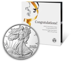 2022 W US Mint Congratulations Proof Silver American Silver Eagle ~ OGP - Picture 1 of 3