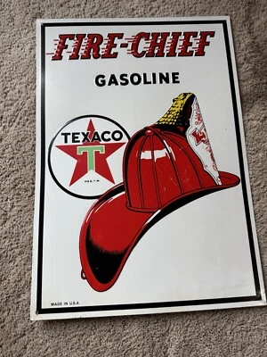 Fire Chief Gasoline Metal Sign - Red and White - Imagem 1 de 4