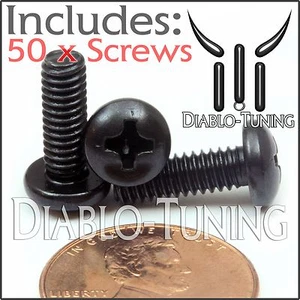 #8-32 x 1/2" - Cantidad 50 - Tornillos de máquina con cabeza Phillips Pan - Acero óxido negro - Imagen 1 de 2