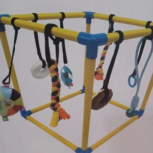 Puppy Play Gym with 8 Hanging Toys, Small Dogs Indoor Jungle Gym, PVC Frame w... - Picture 1 of 12