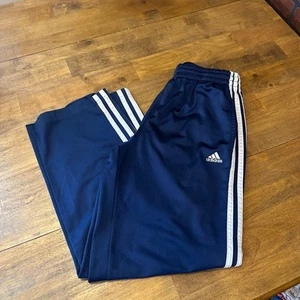Adidas Youth Warm Up Pants Youth Large Navy Blue Y2K Sporty Drawstring Stripes - Picture 1 of 9