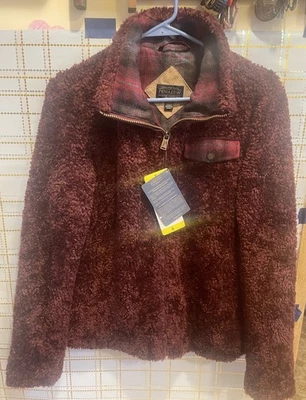 NUEVO Borgoña Pendleton Mujer’s Pequeña Sherpa Polar Forrada a Cuadros Cremallera Cuello Chaqueta Foto 1 de 4