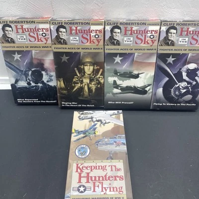 Hunters In The Sky Fighter Aces Of WW II Vhs 1–4 +War Birds Of WW II Used A/8￼ - Image 1 of 4