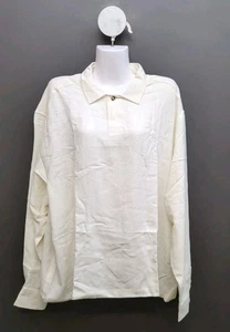 Asos Design Long Sleeve Oversized Overhead Mens Boxy Linen Shirt L Optic White - Picture 1 of 6
