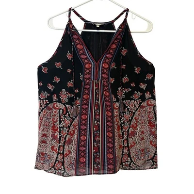 Женская майка Joie Silk с принтом пейсли с бретелью через шею размер S черная красная - Изображение 1 из 4