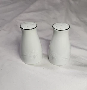 NORITAKE Whitebrook Fine China PLATINUM RIMMED Salt & Pepper Shaker Set 6441 - Picture 1 of 5