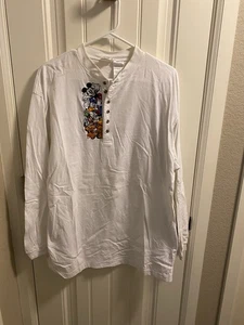 Vintage Disney Store Men XL Button Mickey Friends Faces Long Sleeve Shirt White - Picture 1 of 9