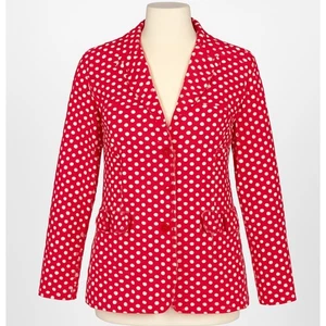 Jennifer Gee Blazer Womens 12 Red White Polka Dot Retro Mod Jacket Colorful USA - Picture 1 of 12