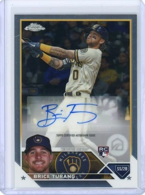 2023 Topps Chrome Update #AC-BTU Brice Turang RC Autograph - Brewers  - Image 1 of 2