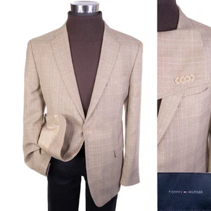 Tommy Hilfiger beige kariert Gr. 42R Sport Mantel Blazer Freizeit Jacke Wollmischung - Bild 1 von 14