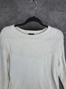 Talbots Sweater Womens Petite Ivory Cable Knit Cashmere Blend Pullover Casual Lg - Picture 1 of 11