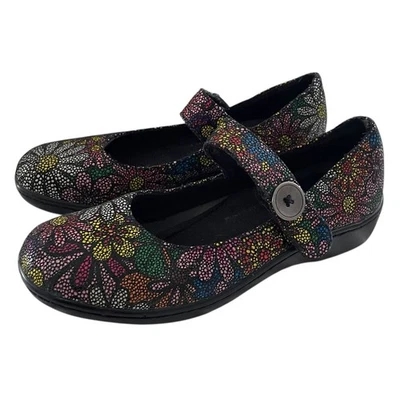 Zapatos Spring Step Mary Jane Talla 39/8.5 Negro Mosaico Floral Cómodos Pisos Foto 1 de 4