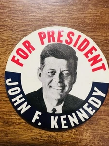 Vintage For President John F. Kennedy 3,5" Pinback Button Pin - Bild 1 von 6