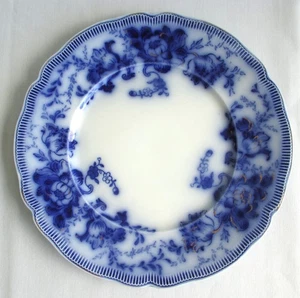 Johnson Brothers Richmond Pattern Flow Blue Dinner Plate with Gold Accents10 in - Picture 1 of 12