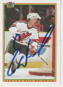 Eric Weinrich Firmado 1990-91 Bowman #90 - Nueva Jersey Diablos - Imagen 1 de 1