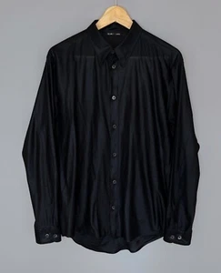 Rare Vintage Early 90's HELMUT LANG Satin Transparent Designer Shirt Black 50/L - Picture 1 of 22