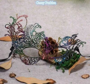 A1-1 Venetian Carnival Women Masquerade Lace Hollow Embroidered Rainbow Eye Mask - Picture 1 of 5