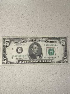 fancy serial number 5dollar bill trinary E50645648A - Picture 1 of 6