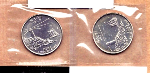 2003-P&D Maine Uncirculated States Quarters in Mint Cello (2 Coins) Cover