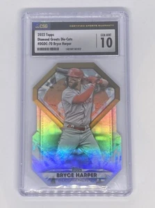 2022 Topps Bryce Harper Diamond Greats Die Cuts CGC 10 Gem Mint CSG Pop 1 Rare - Picture 1 of 8