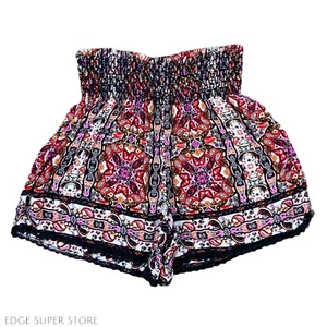 Rue 21 Pink Black Rayon Tribal Print Stretch Mini 3” Inseam Shorts Size Medium - Picture 1 of 4