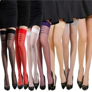 5 Pairs Sexy Lace Top Stay Ups Womens Sheer Stockings Thigh-Highs Thigh Socks - Picture 1 of 18