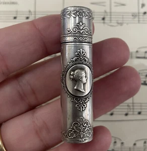Seltener antiker französischer Jugendstil Sterling Silber Lippenstift Halter um 1900 - Bild 1 von 6