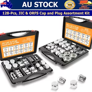 128 PCS JIC and ORFS Hydraulic Cap and Plug Hose Tube and Pipe Cap and Plug Kit - Picture 1 of 16