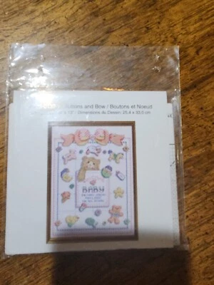 JANLYNN JUST-A-CHART COUNTED CROSS STITCH CHART / PATTERN  BUTTONS & BOW - BABY - Image 1 of 2