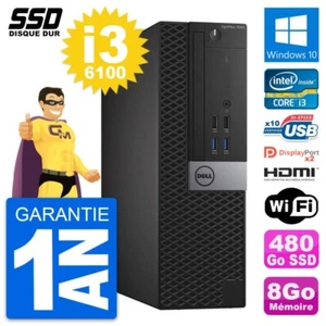 PC Dell Optiplex 7040 SFF Intel i3-6100 RAM 8Go SSD 480Go HDMI Windows 10 Wifi - Bild 1 von 7