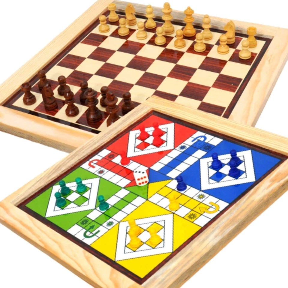 Magnetic Chess and Ludo 2 in 1 Board Game Wood-Crafted Magnetic Reversible Game - Image 1 of 4
