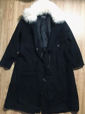Cole Haan Collection Heavy Quilt Lined Wool Coat w Removable Fur Collar Size 12 - Image 1 of 4