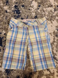 PERISCOPE MULTICOLOR CHECKS PLAIDS BERMUDA GIRL SHORTS POCKETS 2 BUTTONS ZIP 8 - Picture 1 of 3