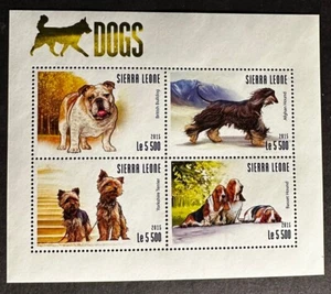 SIERRA LEONE 2015 SHEET OF 4 DOGS ON STAMPS MNH -S16156-2 - Picture 1 of 1