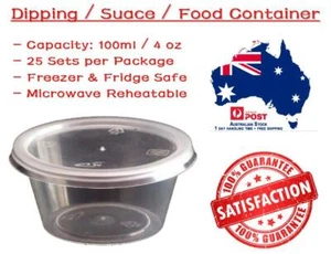 New Quality Reusable Takeaway Plastic Round Dipping Sauce 100ml Container + Lid - Imagen 1 de 2
